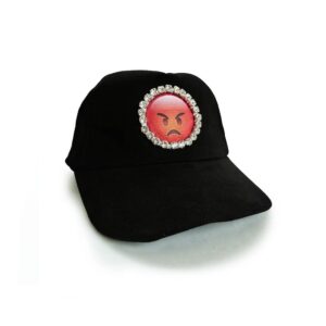235.01 14u Hellenic Fashion Brand classic cotton hat with handmade 14u swarovski emoji mood of the day angry