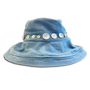DST.H.02 BUTTONS brim hat 14u Hellenic Fashion Brand Colorful Modern stylish trendy hat cotton beautiful Luxury limited Style woman gift exclusive light blue jean denim