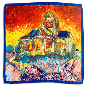DST.S.13.14-Van-Gogh-Church-at-Auvers-14u-Hellenic-Greek-Fashion-Brand-Colorful-Modern-stylish-trendy-scarf-Silk-Fell-beautiful-Luxury-limited-Style-woman-gift-exclusive-art-paint-painting