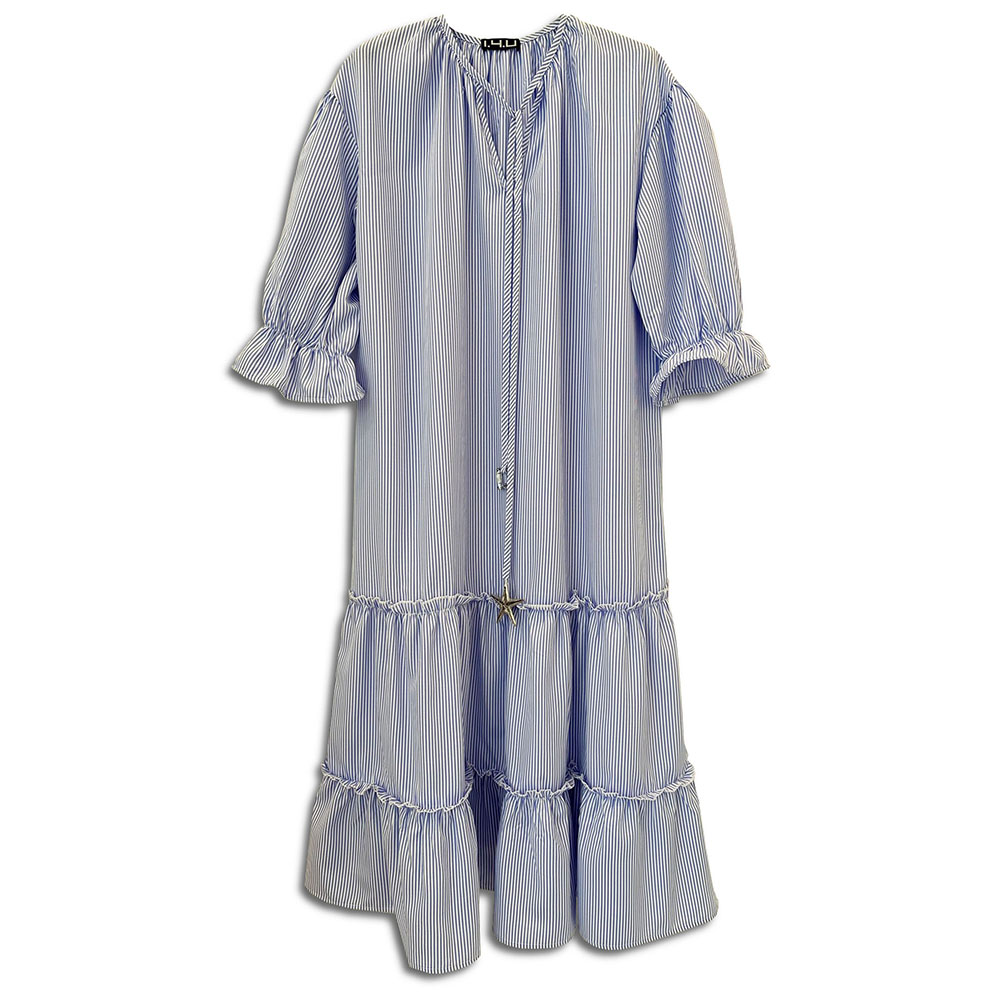 1.4.U Ελληνική Εταιρεία Ρούχων Αξεσουάρ  Silla Βαμβακερό Ριγέ Μίντι Φόρεμα