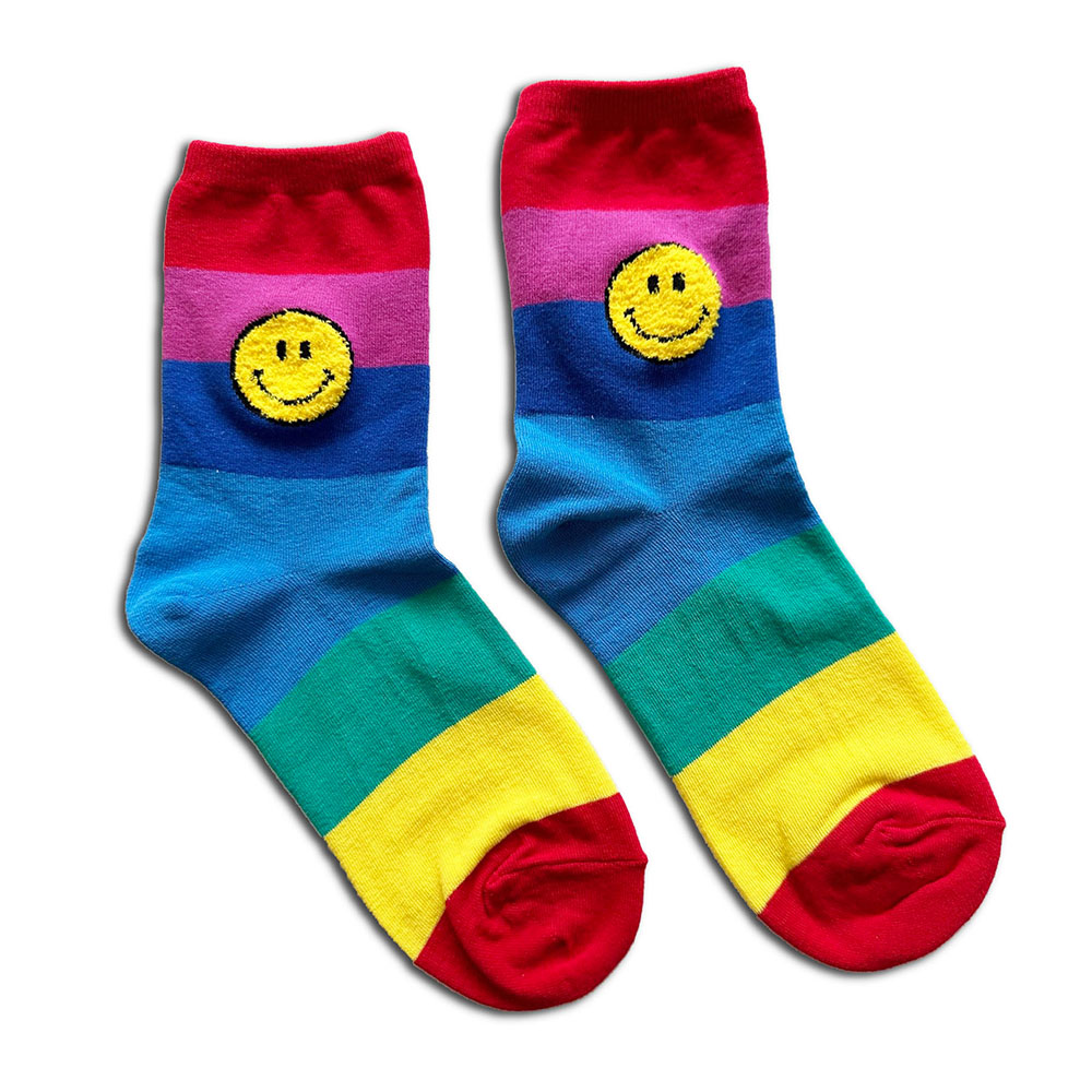 1.4.U Ελληνική Εταιρεία Ρούχων Αξεσουάρ Smiley Rainbow Κάλτσες Βαμβακερές
